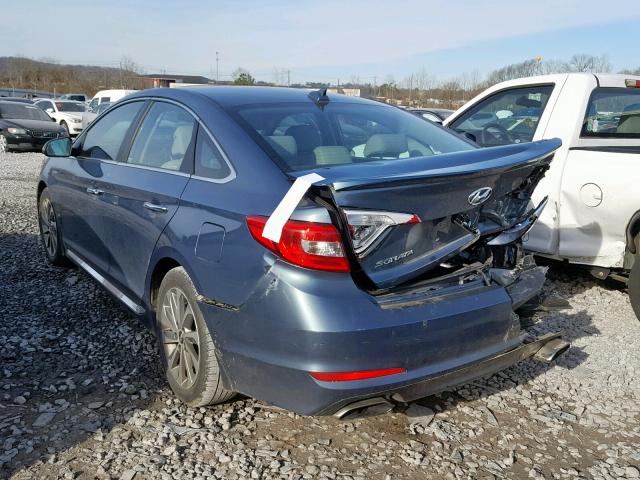 5NPE34AFXGH331642 - 2016 HYUNDAI SONATA SPO BLUE photo 3