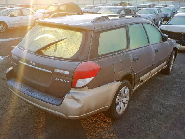 4S4BP60C287308075 - 2008 SUBARU OUTBACK BROWN photo 4