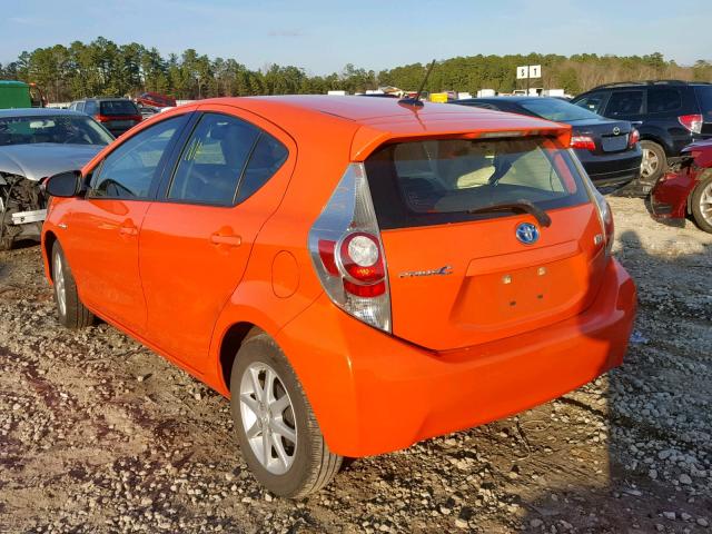 JTDKDTB3XD1051107 - 2013 TOYOTA PRIUS C ORANGE photo 3