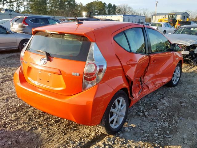 JTDKDTB3XD1051107 - 2013 TOYOTA PRIUS C ORANGE photo 4