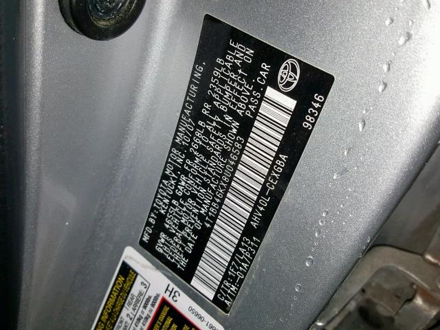 4T1BB46KX8U046583 - 2008 TOYOTA CAMRY HYBR SILVER photo 10