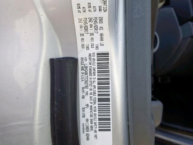 1J8HG48K77C562782 - 2007 JEEP COMMANDER SILVER photo 10