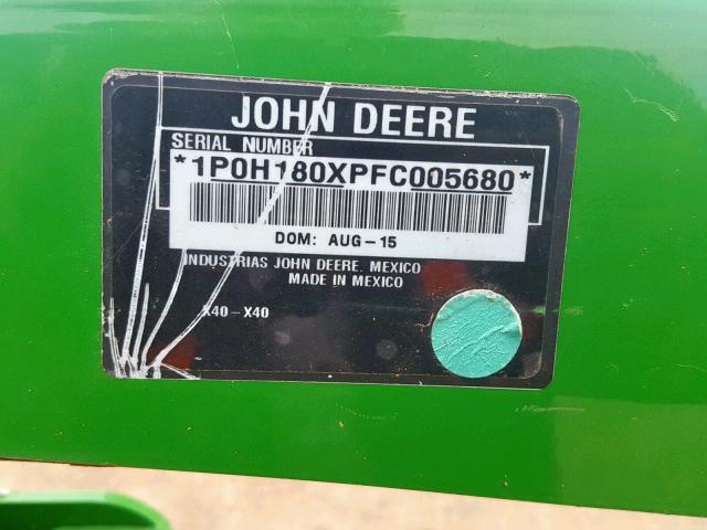 1P0H180XPFC005680 - 2015 JOHN DEERE H180 GREEN photo 10