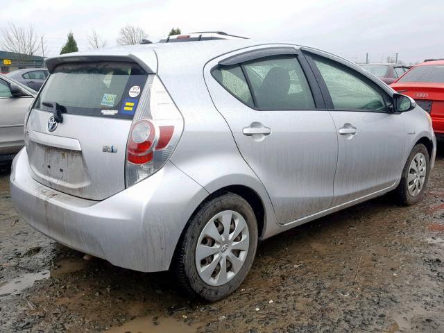 JTDKDTB3XD1056419 - 2013 TOYOTA PRIUS C SILVER photo 4