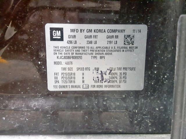 KL4CJBSB6FB089293 - 2015 BUICK ENCORE CON BROWN photo 10