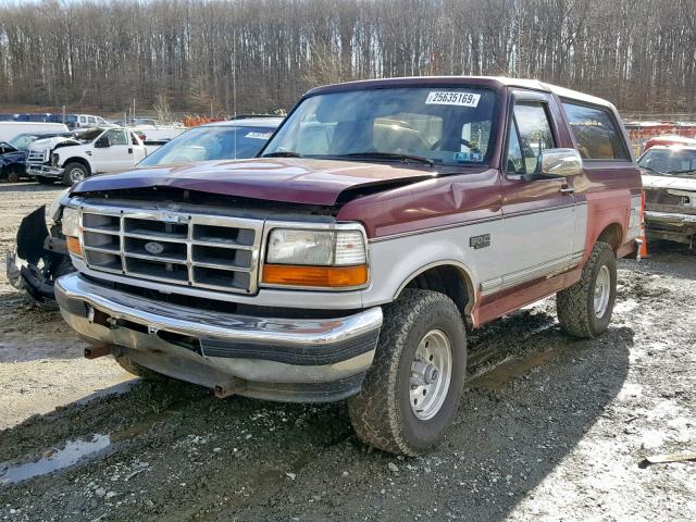 1FMEU15HXTLB76471 - 1996 FORD BRONCO U10 BURGUNDY photo 2