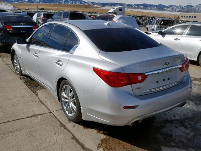 JN1AV7ARXEM703006 - 2014 INFINITI Q50 HYBRID SILVER photo 3