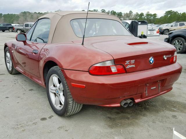 4USCN33462LK52281 - 2002 BMW Z3 2.5 RED photo 3