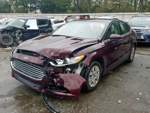 3FA6P0G78DR266015 - 2013 FORD FUSION S PURPLE photo 2