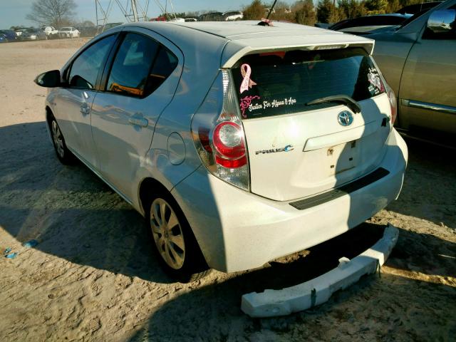 JTDKDTB39C1505569 - 2012 TOYOTA PRIUS C WHITE photo 3