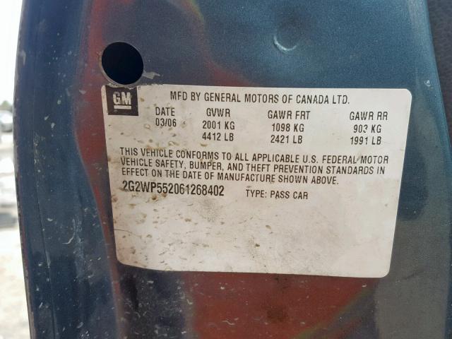 2G2WP552061268402 - 2006 PONTIAC GRAND PRIX 灰色 照片 10
