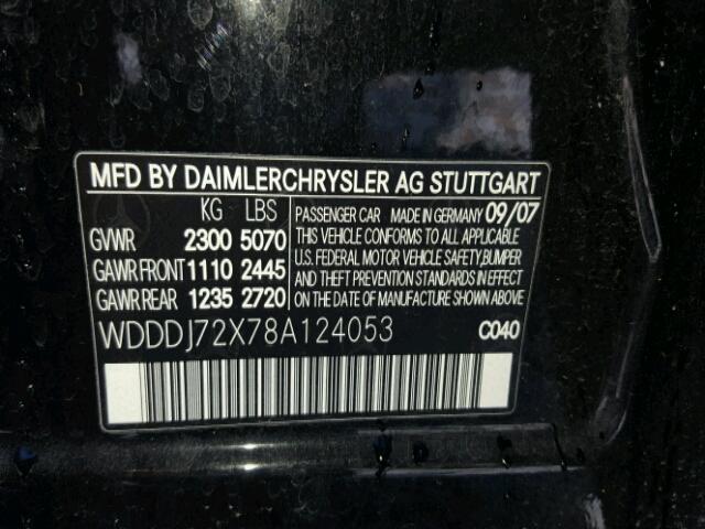 WDDDJ72X78A124053 - 2008 MERCEDES-BENZ CLS 550 BLACK photo 10