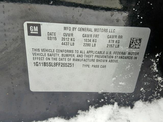 1G11B5SL8FF265251 - 2015 CHEVROLET MALIBU LS BLACK photo 10