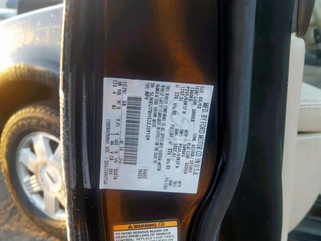 5LMEU78H53ZJ39109 - 2003 LINCOLN AVIATOR 黑色 照片 10