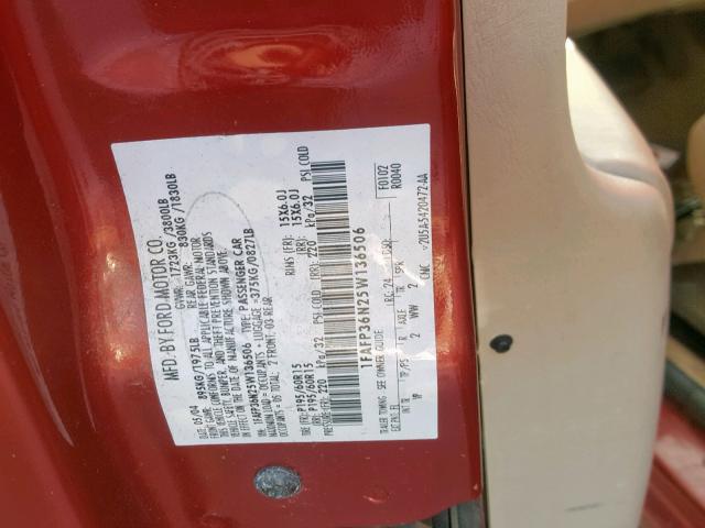 1FAFP36N25W136506 - 2005 FORD FOCUS ZXW RED photo 10