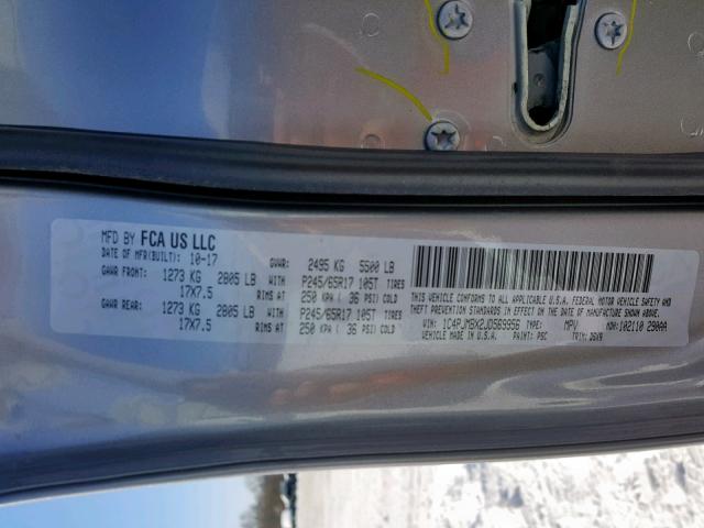 1C4PJMBX2JD569956 - 2018 JEEP CHEROKEE T 灰色 照片 10