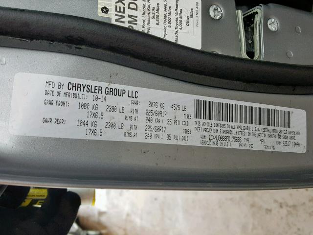 1C4NJDBB8FD175686 - 2015 JEEP COMPASS SP ვერცხლისფერი ფოტო 10