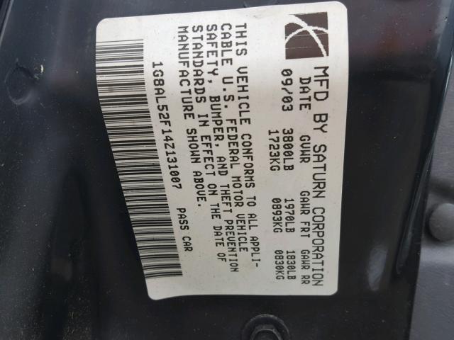 1G8AL52F14Z131007 - 2004 SATURN ION LEVEL GRAY photo 10