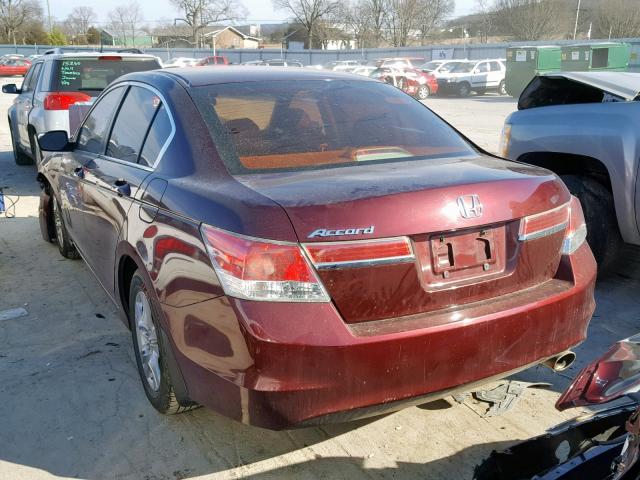 1HGCP2F4XCA176617 - 2012 HONDA ACCORD LXP MAROON photo 3