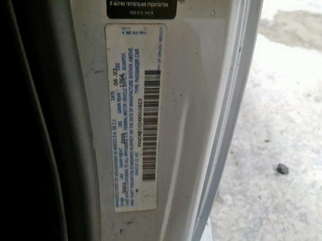 3VWCM21Y04M301823 - 2004 VOLKSWAGEN NEW BEETLE Silber Foto 10