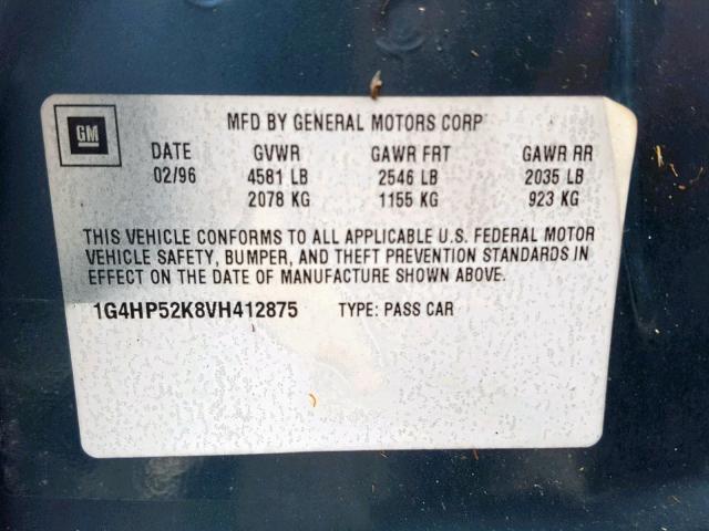 1G4HP52K8VH412875 - 1997 BUICK LESABRE CU GREEN photo 10