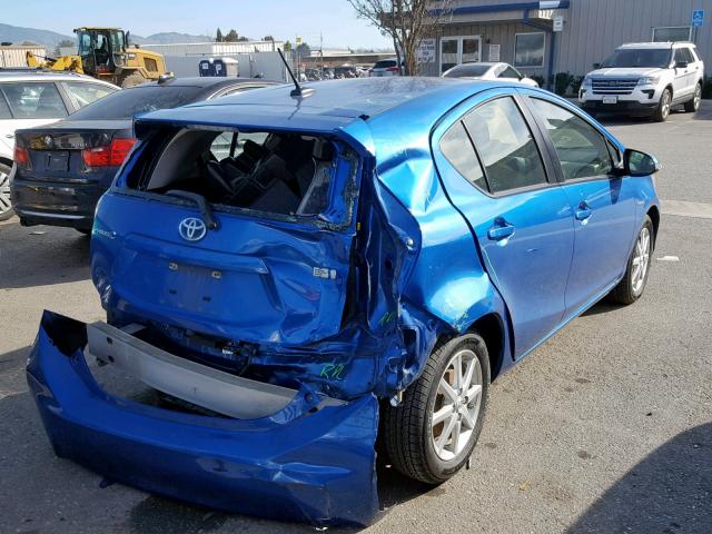 JTDKDTB3XC1017781 - 2012 TOYOTA PRIUS C BLUE photo 4