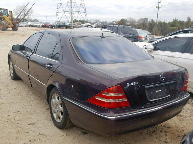 WDBNG70J51A183070 - 2001 MERCEDES-BENZ S 430 MAROON photo 3