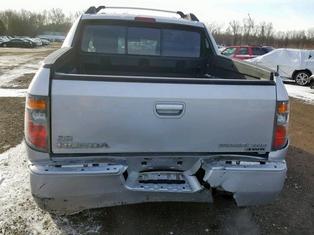 2HJYK16458H529640 - 2008 HONDA RIDGELINE SILVER photo 9