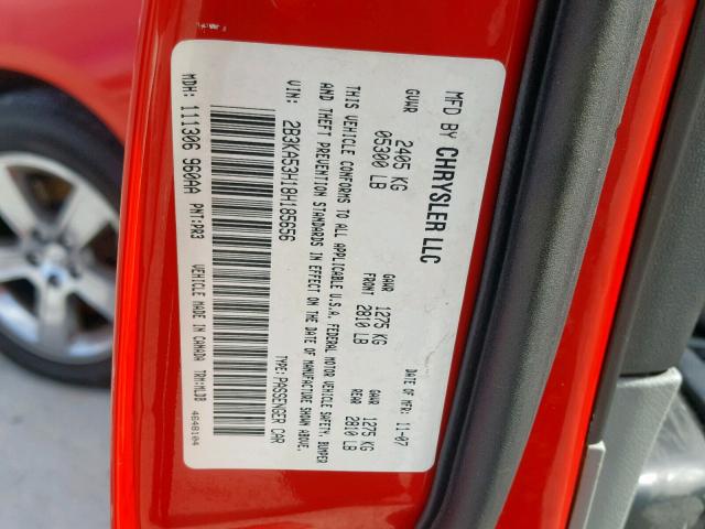 2B3KA53H18H185656 - 2008 DODGE CHARGER R/ RED photo 10