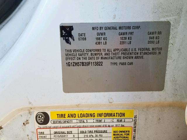 1G1ZH57B39F113822 - 2009 CHEVROLET MALIBU 1LT 白色 照片 10