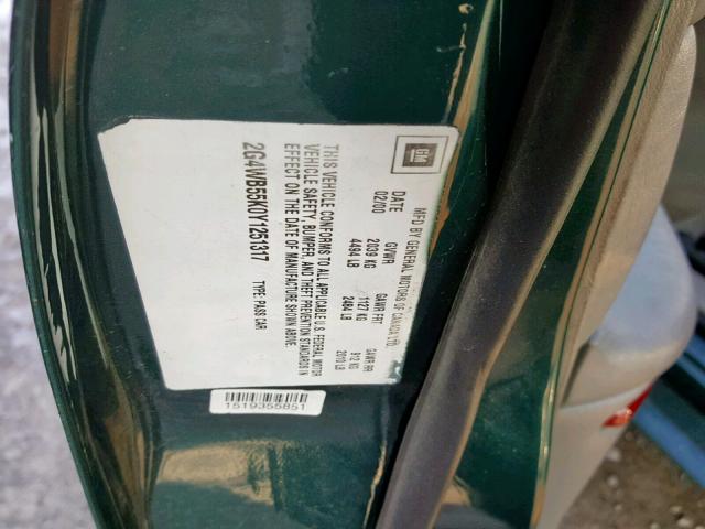 2G4WB55K0Y1251317 - 2000 BUICK REGAL LS 绿色 照片 10