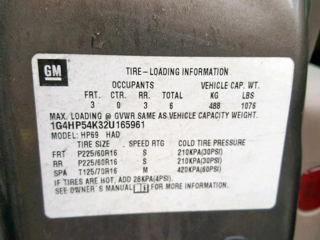 1G4HP54K32U165961 - 2002 BUICK LESABRE CU TAN photo 10