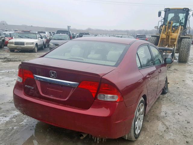 2HGFA16509H503621 - 2009 HONDA CIVIC LX RED photo 4