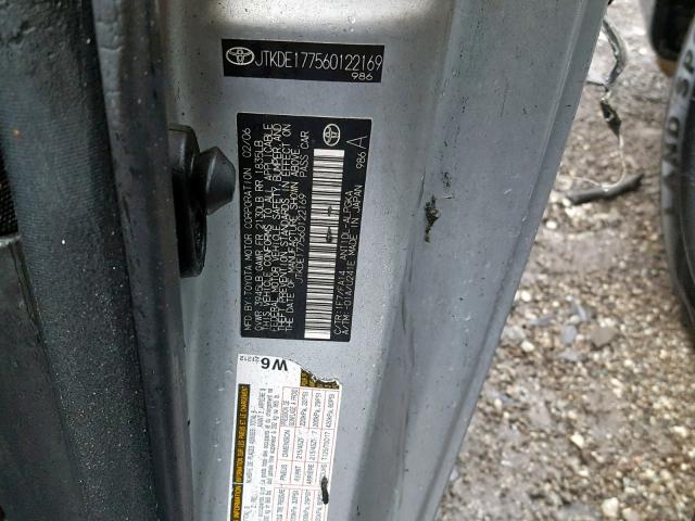 JTKDE177560122169 - 2006 TOYOTA SCION TC GRAY photo 10