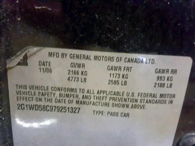 2G1WD58C979251327 - 2007 CHEVROLET IMPALA SUP შავი ფოტო 10