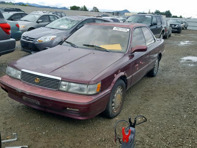 JT8VV22T8M0136195 - 1991 LEXUS ES 250 MAROON photo 2