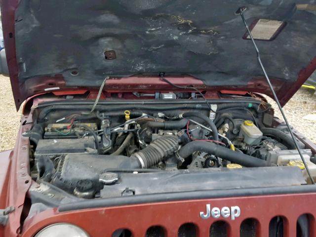 1J4GB59107L142935 - 2007 JEEP WRANGLER S MAROON photo 7