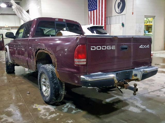 1B7GG22N31S279481 - 2001 DODGE DAKOTA RED photo 3