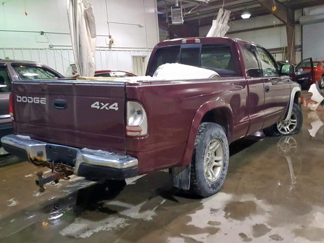 1B7GG22N31S279481 - 2001 DODGE DAKOTA RED photo 4