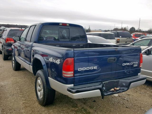 1D7HG48X93S108638 - 2003 DODGE DAKOTA QUA BLUE photo 3