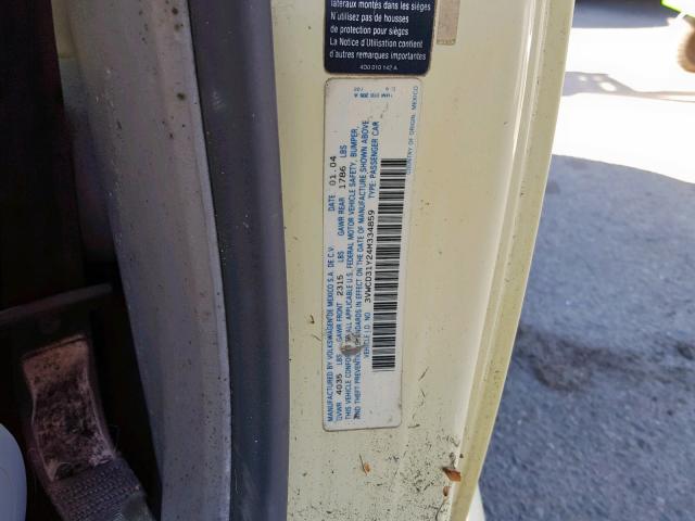 3VWCD31Y24M334859 - 2004 VOLKSWAGEN NEW BEETLE Gelb Foto 10