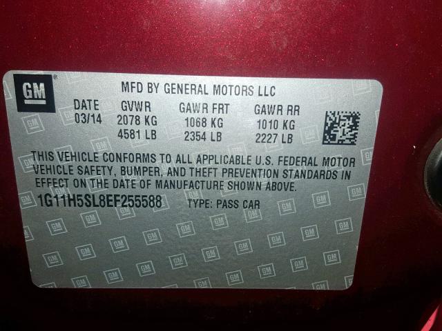 1G11H5SL8EF255588 - 2014 CHEVROLET MALIBU LTZ 勃艮第红 照片 10