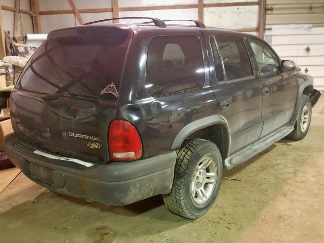 1D4HS38N43F596457 - 2003 DODGE DURANGO SP BLACK photo 4