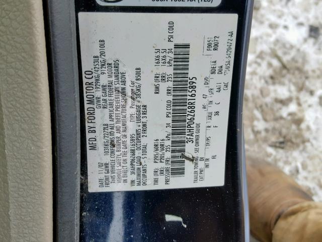 3FAHP06Z68R165895 - 2008 FORD FUSION S BLUE photo 10