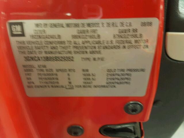 3GNCA13B89S529352 - 2009 CHEVROLET HHR LS Rojo foto 10