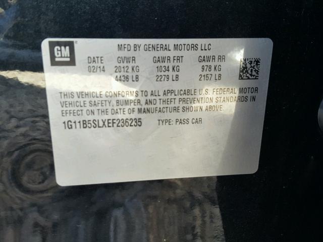 1G11B5SLXEF236235 - 2014 CHEVROLET MALIBU LS BLACK photo 10