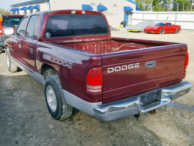 1B7GL2AN8YS708699 - 2000 DODGE DAKOTA QUA MAROON photo 3