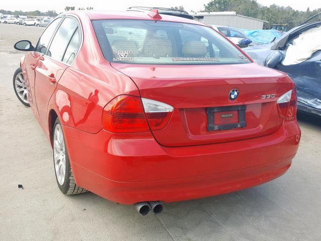 WBAVB33546AZ85962 - 2006 BMW 330 I RED photo 3