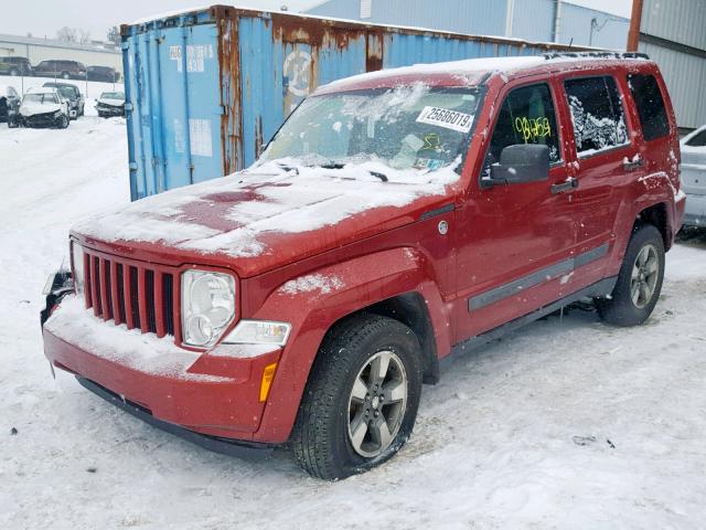 1J8GN28K28W106002 - 2008 JEEP LIBERTY SP RED photo 2