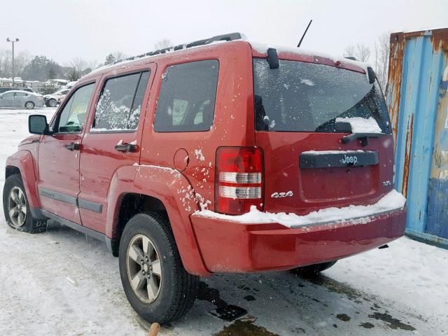 1J8GN28K28W106002 - 2008 JEEP LIBERTY SP RED photo 3